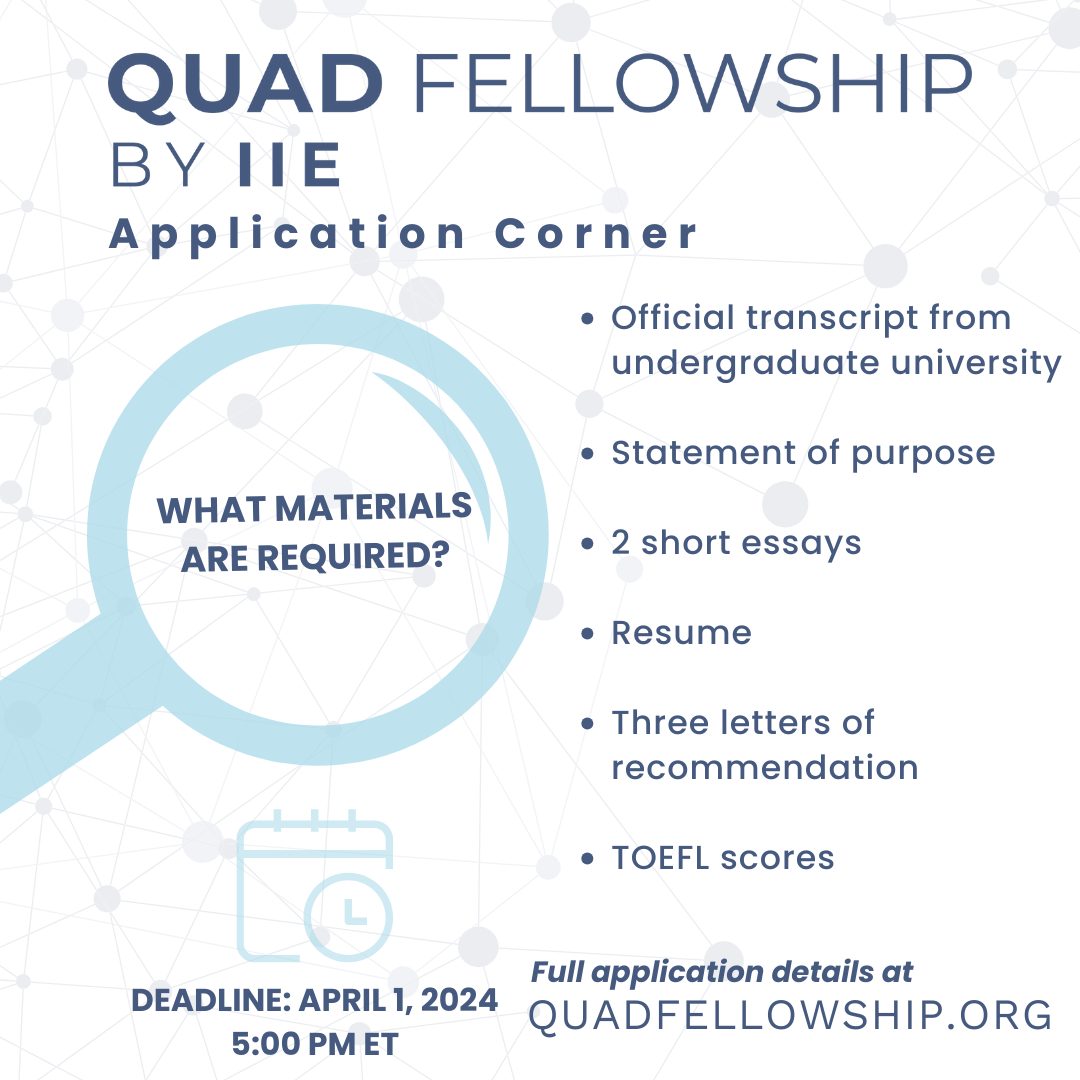 Thông báo chương trình học bổng Quad Fellowship dành cho trình độ Thạc sỹ và Tiến sỹ trong lĩnh vực STEM năm 2024